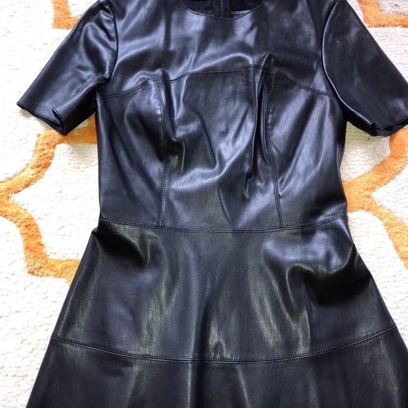 Zara Pleather Fit And Flare Dress - Picture 2 of 5